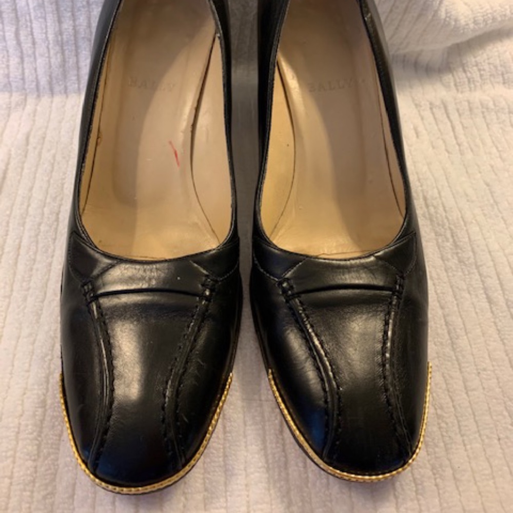 Bally Talasea black block heel leather shoes 8.5 US 39 EU
